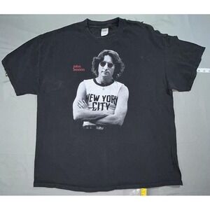 John Lennon Shirt Mens 2XL Black New York City Graphic Tee Winterland Band Rock